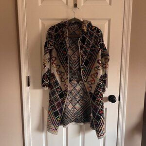 Boho On Blue Size M Hooded Sweater